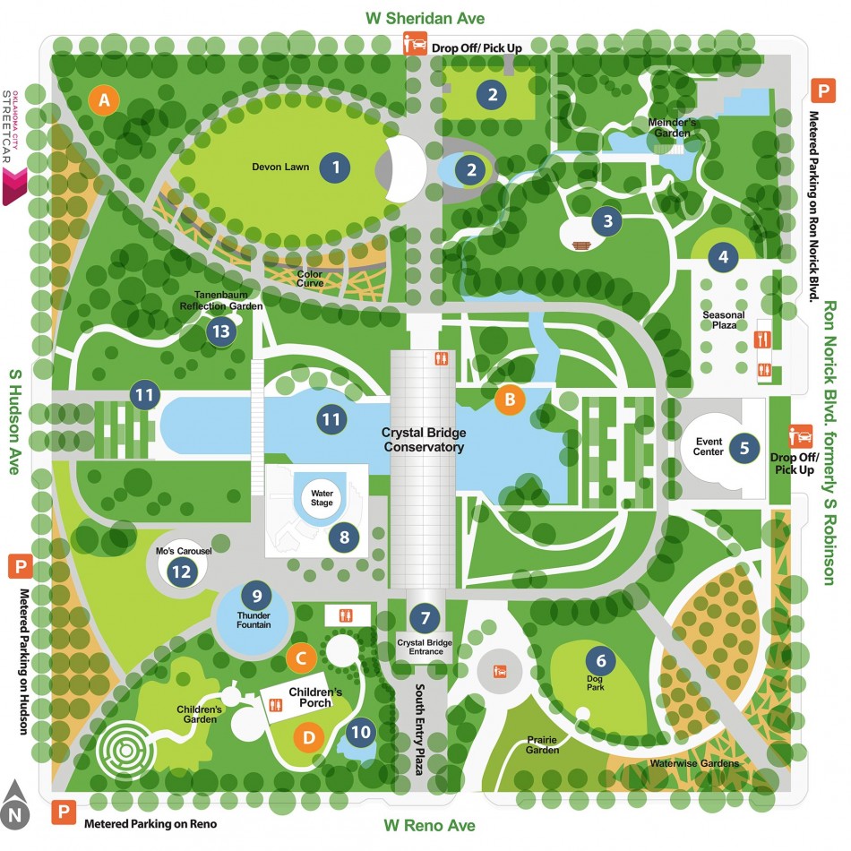 myriad botanical gardens illustrated and place marked map